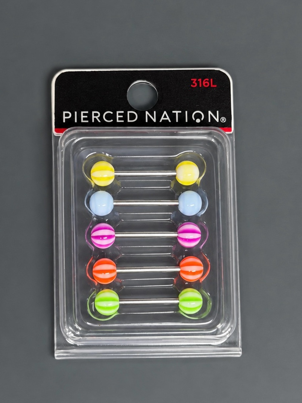 Multicolor Striped tongue ring Set